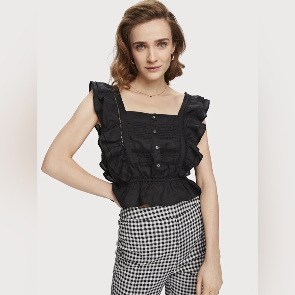 SCOTCH & SODA Ruffled Ramie Top